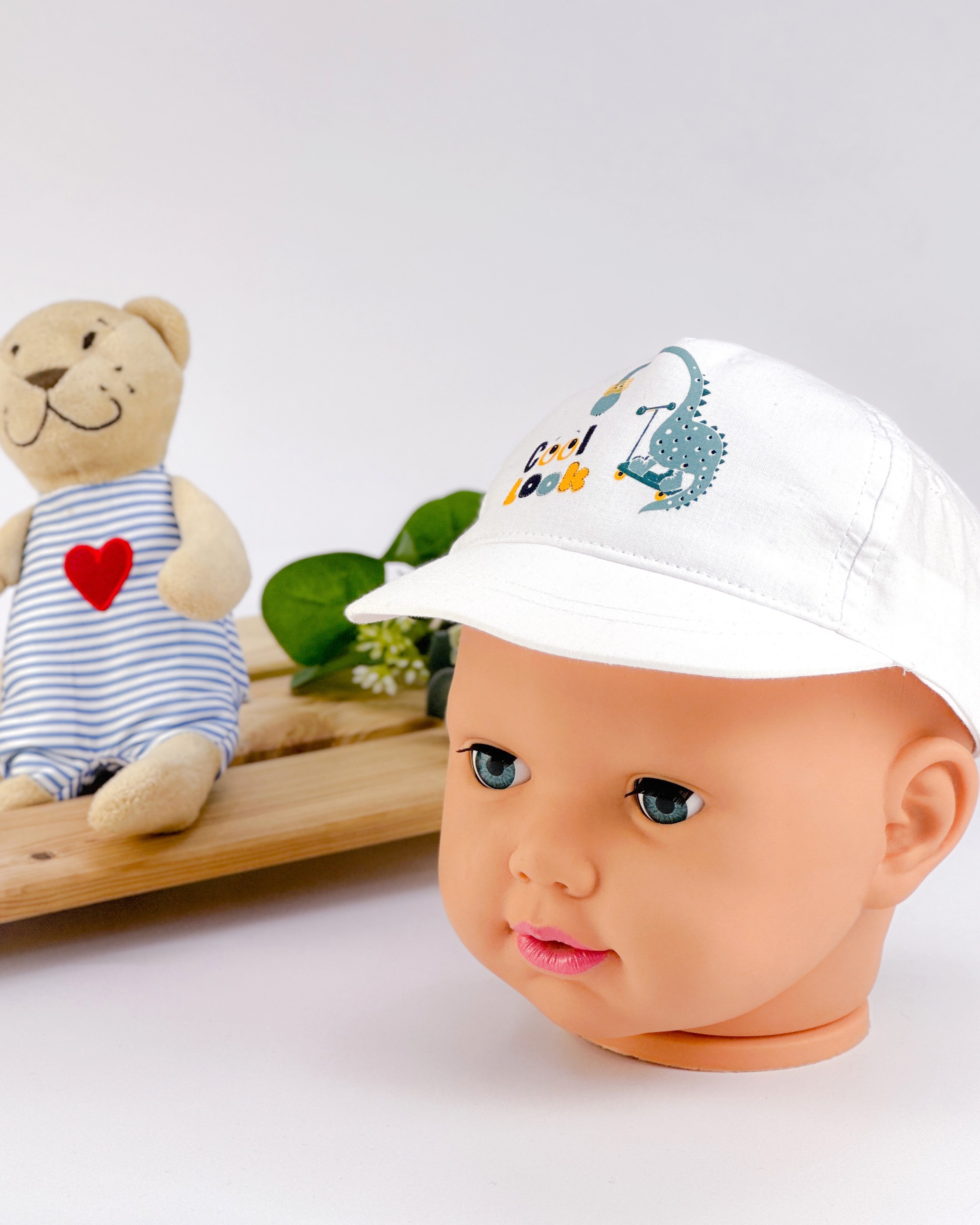 Cool look dino desenli 0-18 ay uyumlu bebe şapka