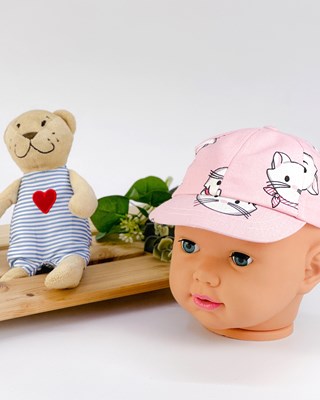 Pisicik Desen 0-18 Ay Uyumlu Yazlık Bebe Şapka