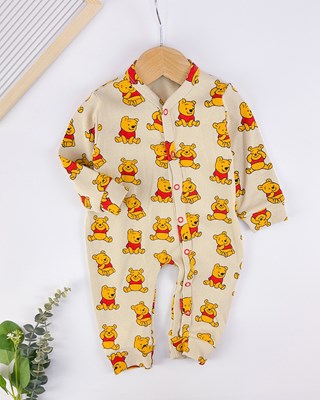 Sevimli winnie desenli boydan çıtçıtlı mevsimlik tulum 