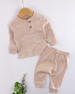 bears bisiklet yaka önden düğmeli mevsimlik 2li unisex bebe takım