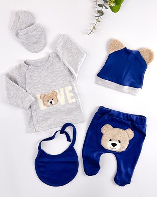 Love bear yandan çıtçıtlı mevsimlik yenidoğan 5li set 