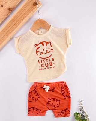 little cub yazlık şortlu 2li bebe takım