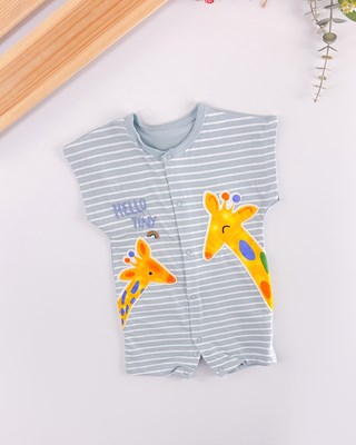 hello tinny zürafa işlemeli kolsuz önden çıtçıtlı bebe tulum