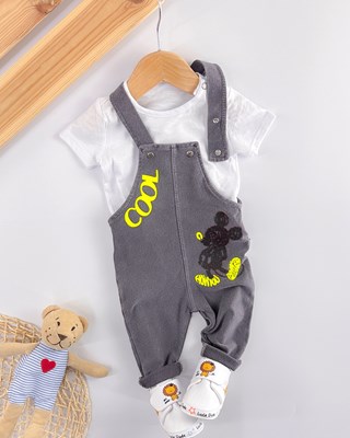 Cool  mickey örme kot tshirt yazlık 2li set 