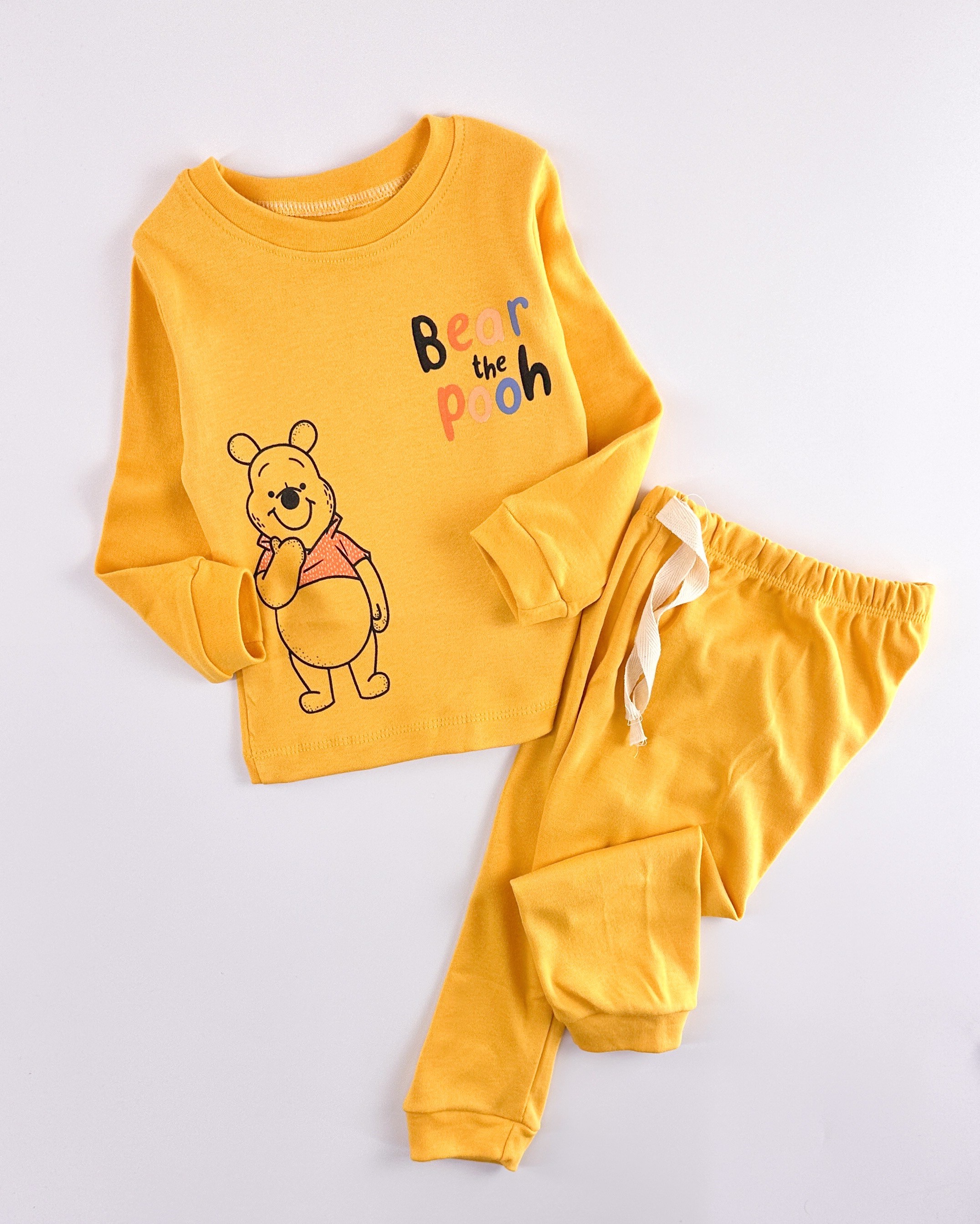 Bear the pooh bisiklet yakalı mevsimlik penye 2li pijama takımı 