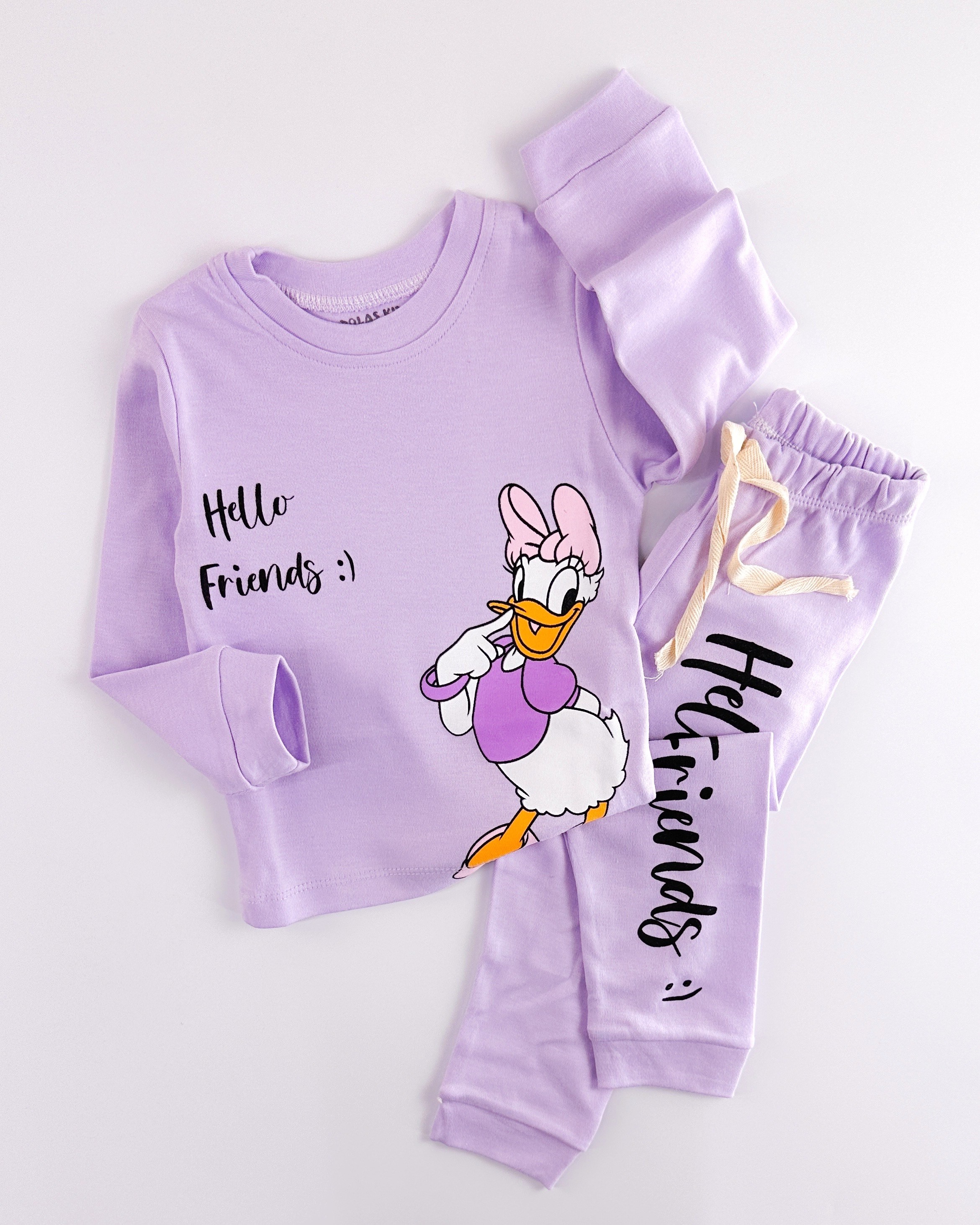 Daisy duck bisiklet yaka mevsimlik penye kumaş 2li pijama takım
