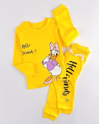 Daisy duck bisiklet yaka mevsimlik penye kumaş 2li pijama takım
