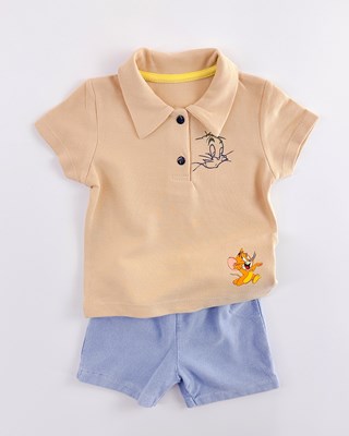 Tom ve jerry polo yakalı şortlu yazlık 2li takım 