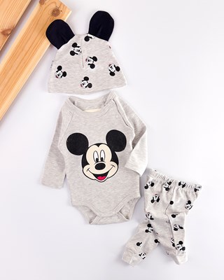 Mickey mouse badili şapkalı mevsimlik 3lü takım 