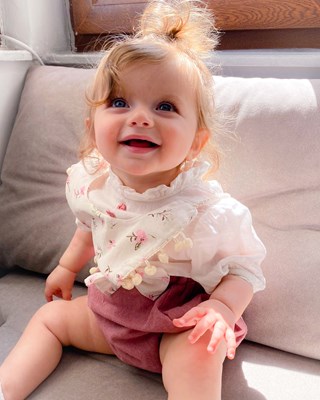 Ponpon detaylı çiçekli muslin yazlık 4lü salopet set 
