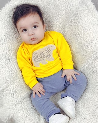 The big Bear bisiklet yaka Sweatshirt likralı kot Mevsimlik 2li Bebe Takım 