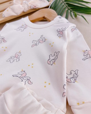 Unicorn desen omuzdan çıtçıtlı mevsimlik 3lü takım 