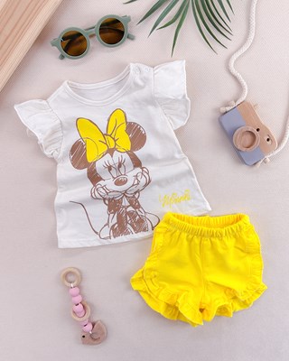 Minnie mouse fırfır şortlu yazlık 2li takım  