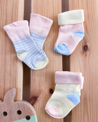 Pastel renkler yenidoğan 3lü çorap set 