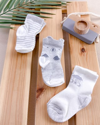 Minik ayıcık detaylı 3lü çorap set 