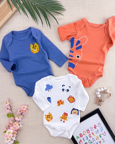 Animals mevsimlik penye alttan çıtçıtlı 3lü badi set 