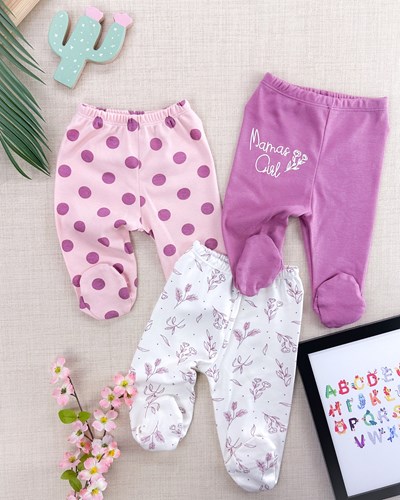 Mamas girl Mevsimlik Penye Ayaklı 3lü Alt Set
