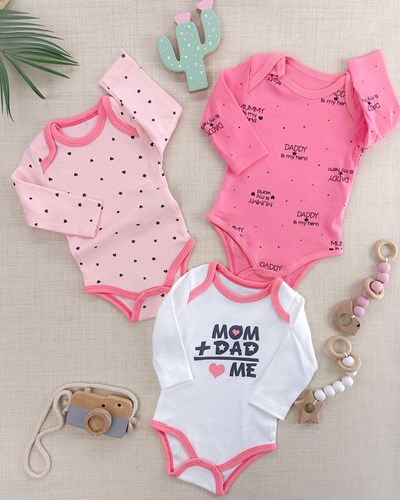 Mom and dad mevsimlik penye çıtçıt badi 3lü set 