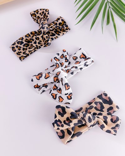 Leopar desen fiyonklu ribana 3lü bandana set ( 0.24 ay)