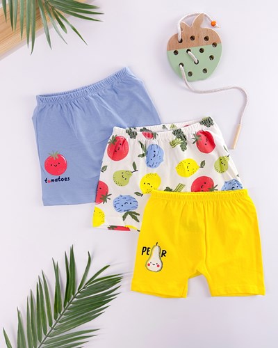 Pear desen yazlık 3lü şort set