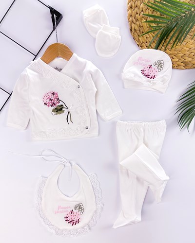 Flowers garden ortanca fisto detaylı yenidoğan mevsimlik 5li set 