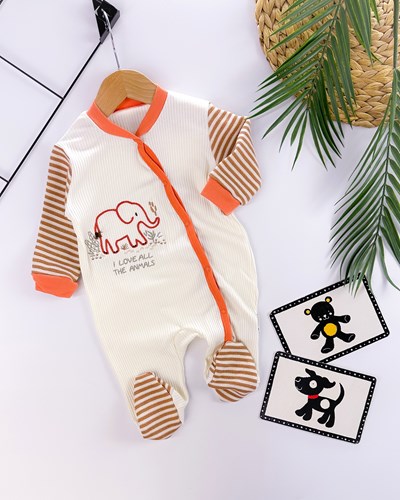 I love all the anımals boydan çıtçıtlı ribana kumaş mevsimlik bebe tulum 