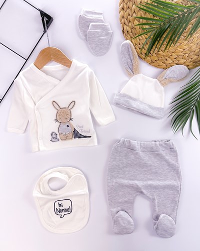 Kürklü kulak best friend yandan çıtçıtlı mevsimlik yenidoğan 5 li set 