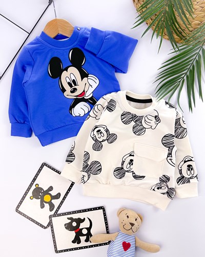 Mickey mouse desenli omuzdan çıtçıtlı mevsimlik 2li sweat 
