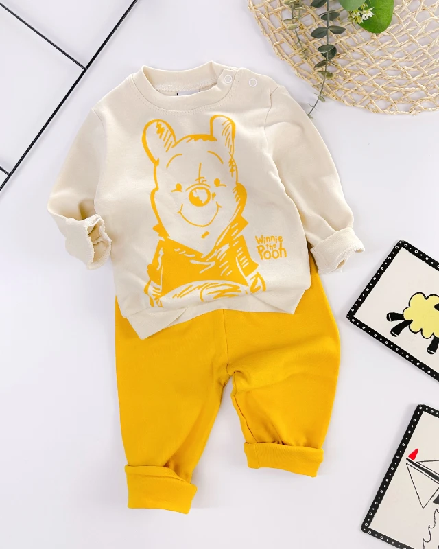 Karikatür winnie omuzdan çıtçıtlı mevsimlik 2li takım 