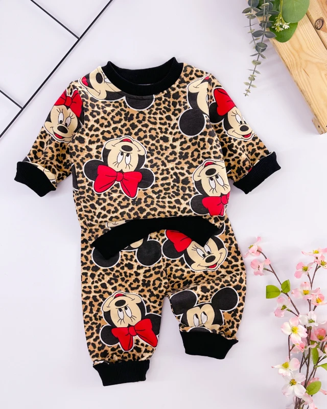 Leopar minnie mevsimlik 2li bebe takım 