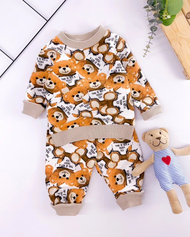 Teddy toy desenli mevsimlik 2li takım 
