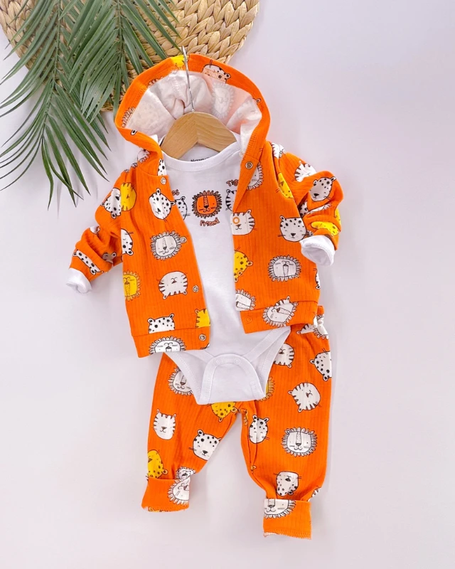 Best friend tiger önden çıtçıtlı kapüşonlu mevsimlik 3lü takım 