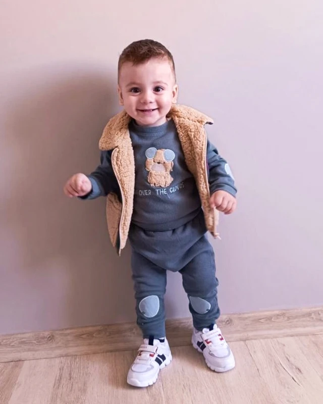 Over the clouds kışlık yelek ve şapkalı 4lü bebe takım 