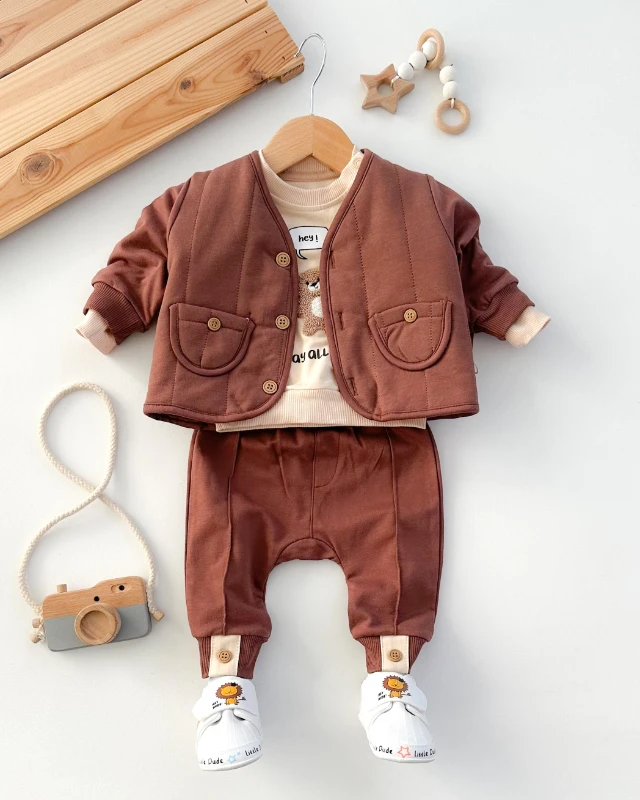 Hey play all day kapitone yelekli mevsimlik 3lü takım 