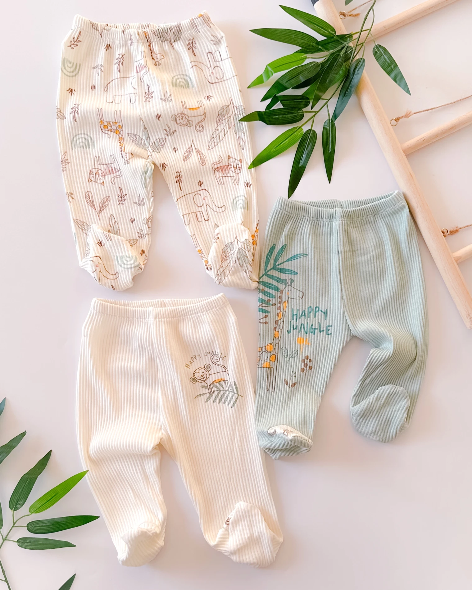 Happy jungle fitilli desen mevsimlik 3lü ayaklı alt set  