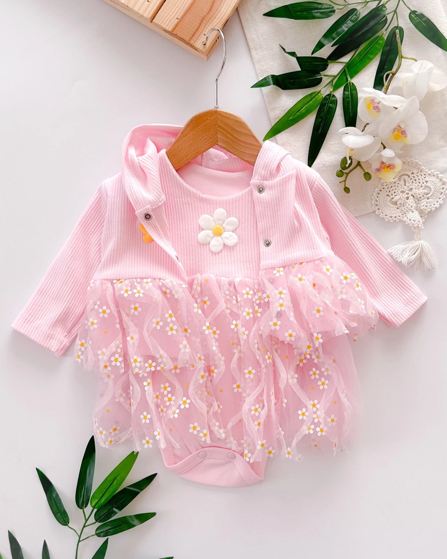 Papatya bahçesi tütülü hırkalı mevsimlik 2li elbise set Hüma Bebe Bebek ...