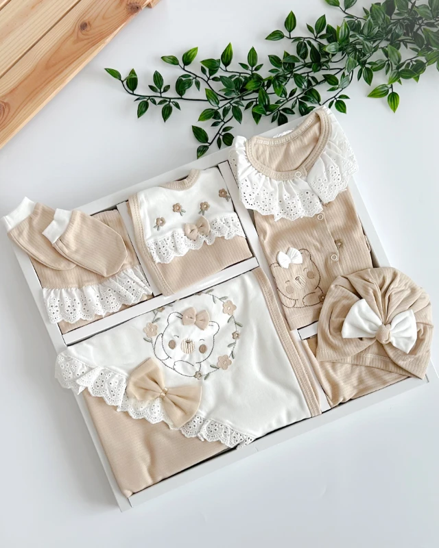 Çizgi göz ayıcık güpür detay mevsimlik penye yenidoğan 10 lu set 