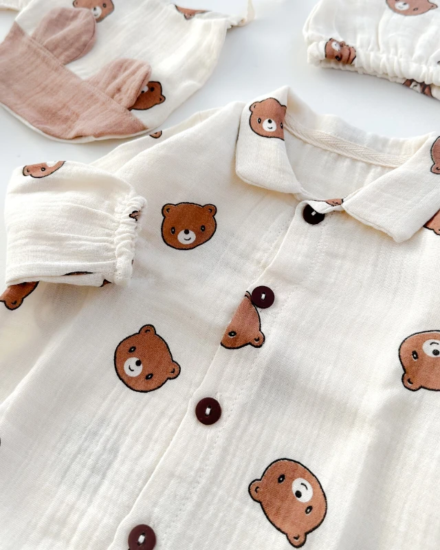 Ayıcık kafalar yazlık muslin yenidoğan 10 lu set