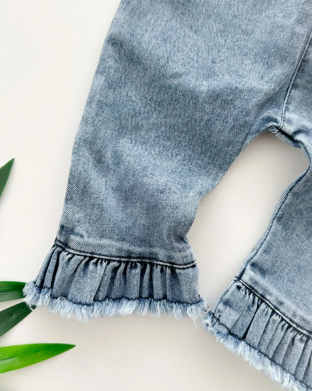 Püskül paça detaylı raporlu sweat 2li kız salopet takım