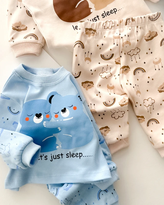 Sarılan koalalar baskılı mevsimlik 2 parça pijama takımı