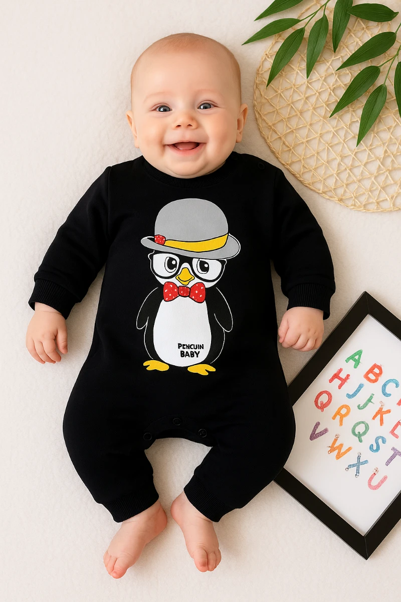 Gözlüklü penguen omuzdan ve alttan çıtçıtlı mevsimlik tulum 