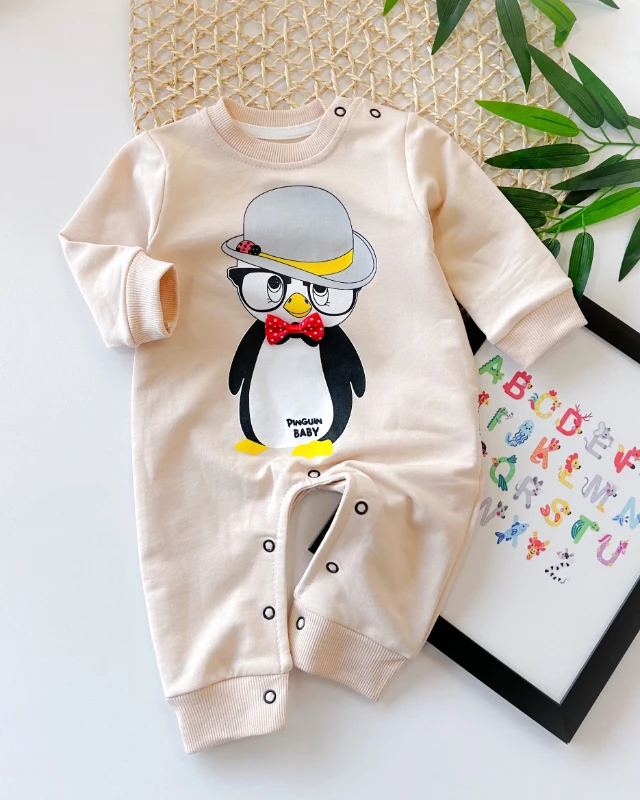 Gözlüklü penguen omuzdan ve alttan çıtçıtlı mevsimlik tulum