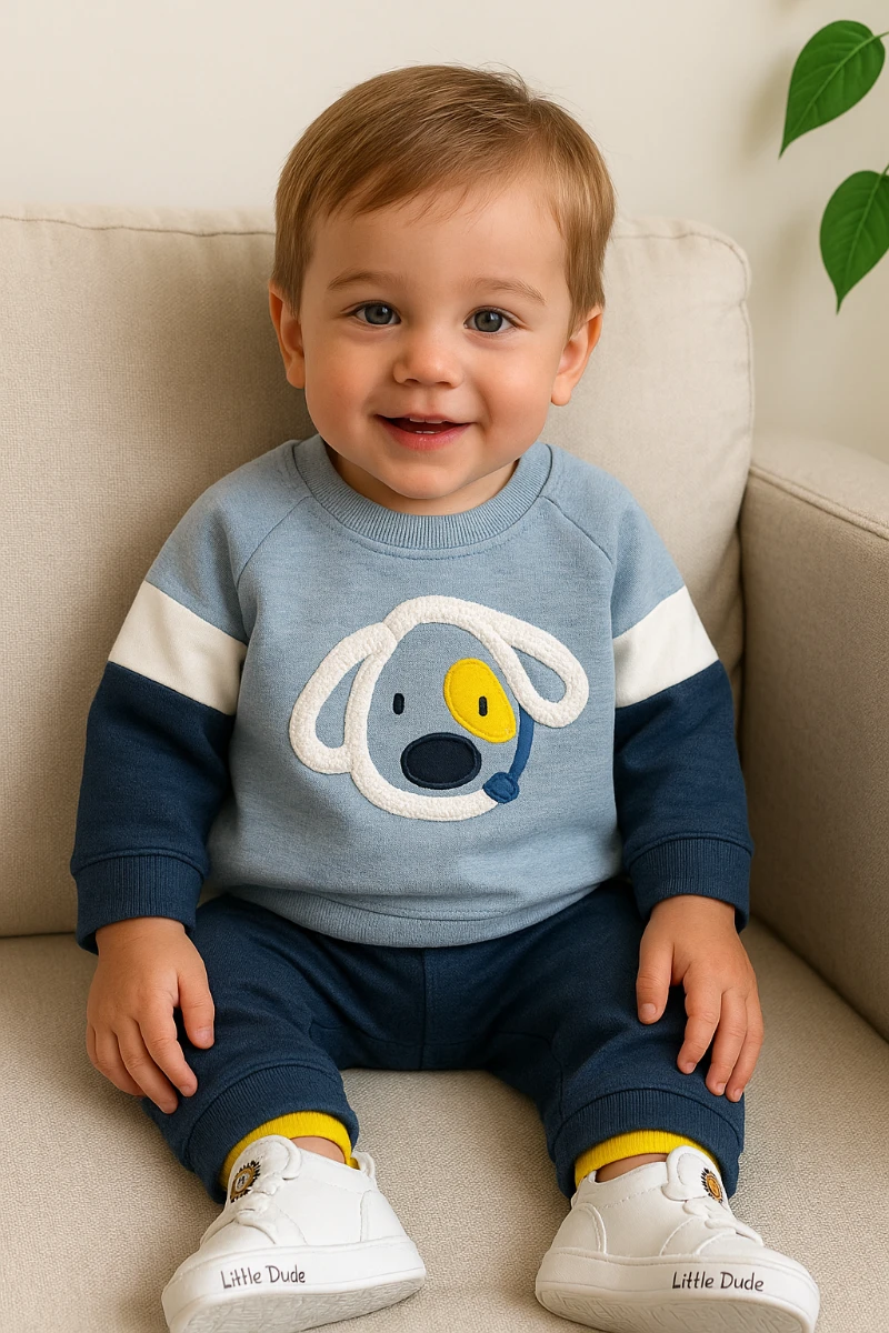 Sarı göz köpekçik arkadan çıtçıtlı mevsimlik 2 parça takım 