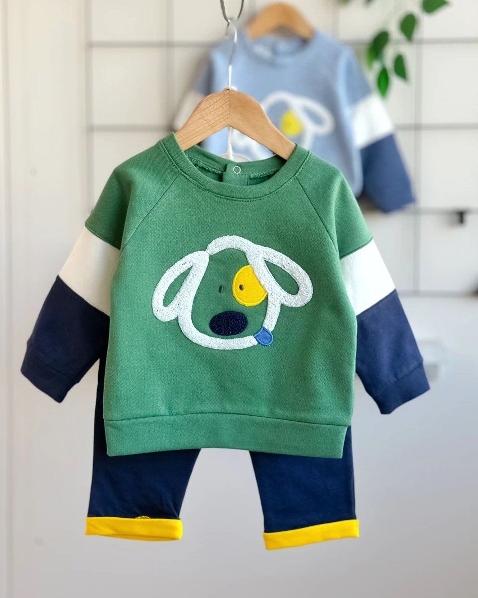 Sarı göz köpekçik arkadan çıtçıtlı mevsimlik 2 parça takım