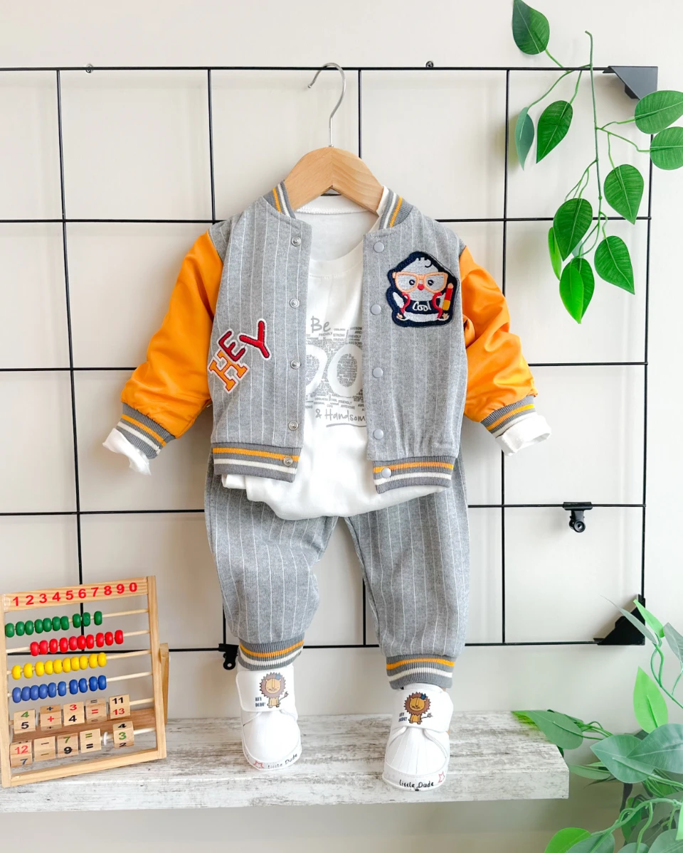 Hey penguen baskılı kolej hırkalı mevsimlik 3 parça takım