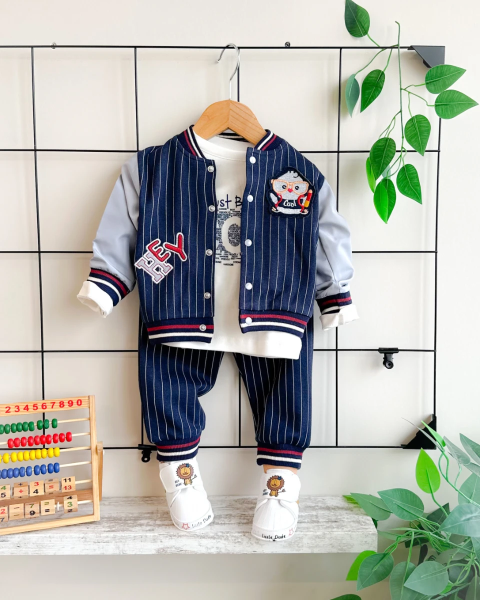 Hey penguen baskılı kolej hırkalı mevsimlik 3 parça takım