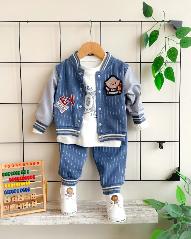 Hey penguen baskılı kolej hırkalı mevsimlik 3 parça takım