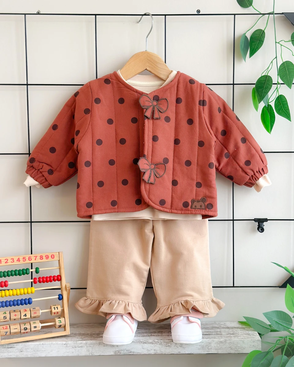 Fiyonk çıtçıt detay gabardin ceketli mevsimlik 3 lü takım 