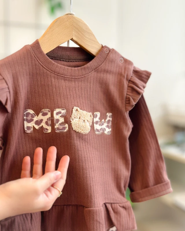 Meov leopar detay taytlı mevsimlik 2li takım 