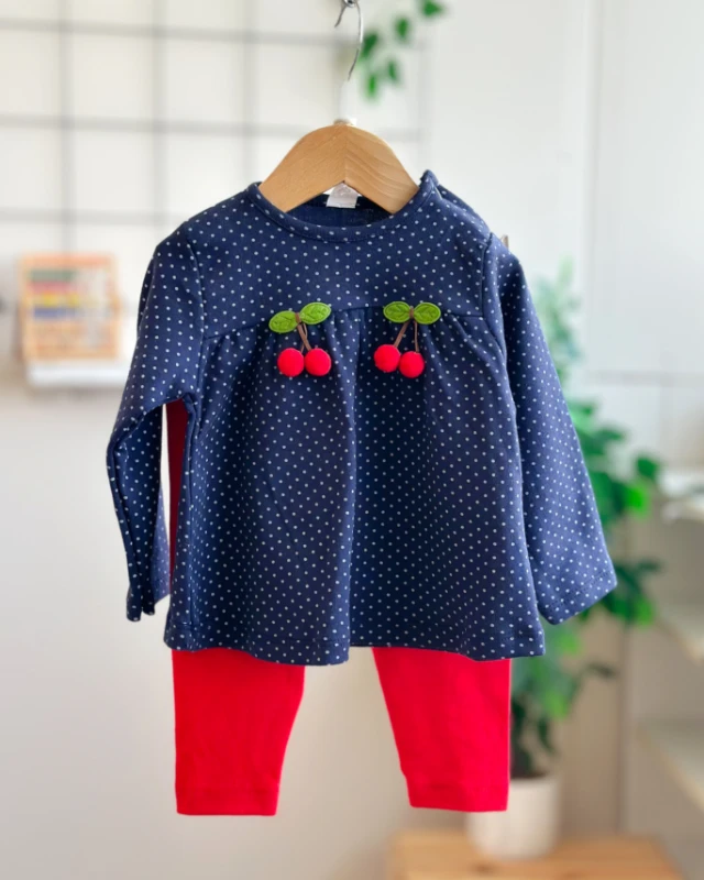 Sallanan kiraz figürlü puantiye detay mevsimlik 2li takım 